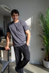 Men summer pajama set Grey T-shirt + Black Pants